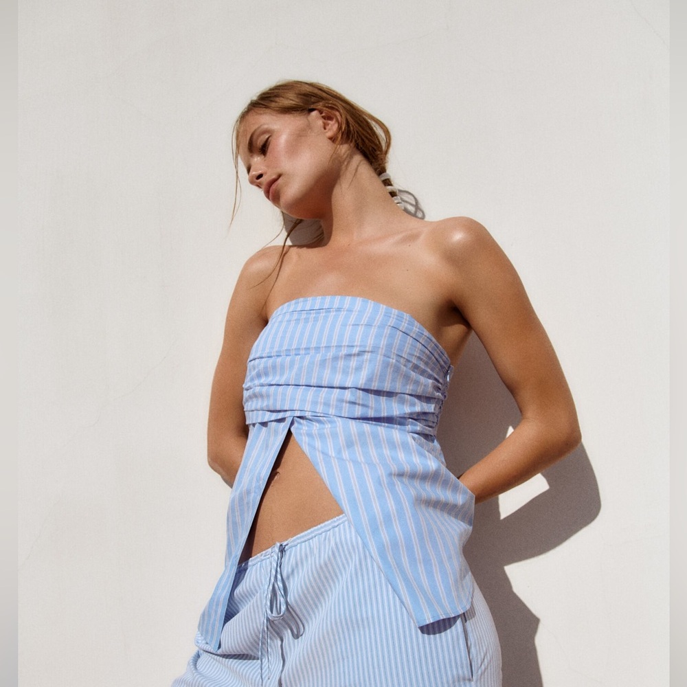 NWT Zara NEW WITH TAGS strapless blue top